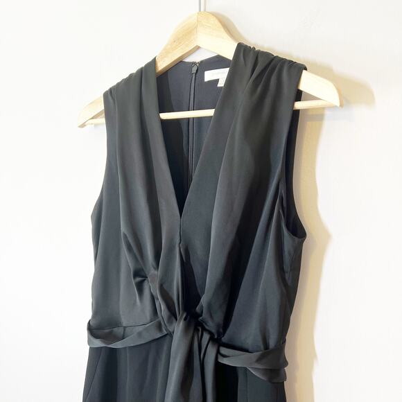 Jonathan Simkhai Tie Front Satin Wrap Jumpsuit Sleeveless V-Neck Black Size 4 - Picture 5 of 12